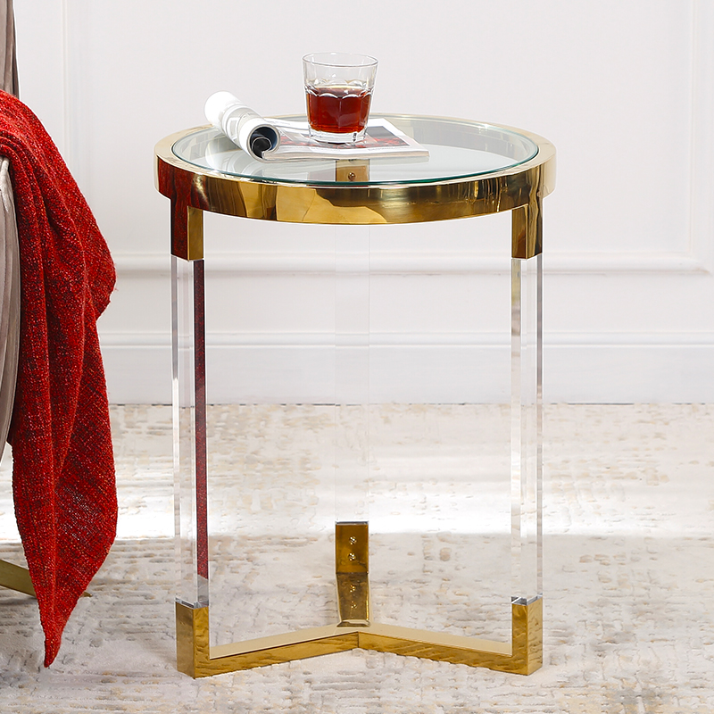 Masă laterală de lux Pensulă consola de alamă Masă de cafea contemporană Nordică