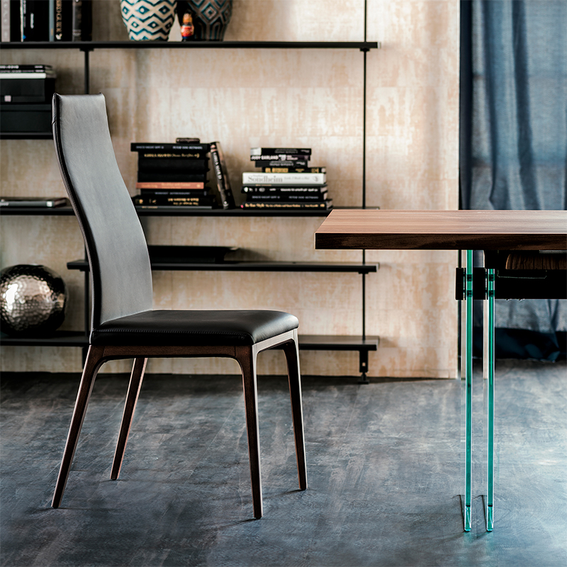 Mobilier pentru casă scaune din piele modernă din piele înaltă spate scaun de luat masa de lux italian